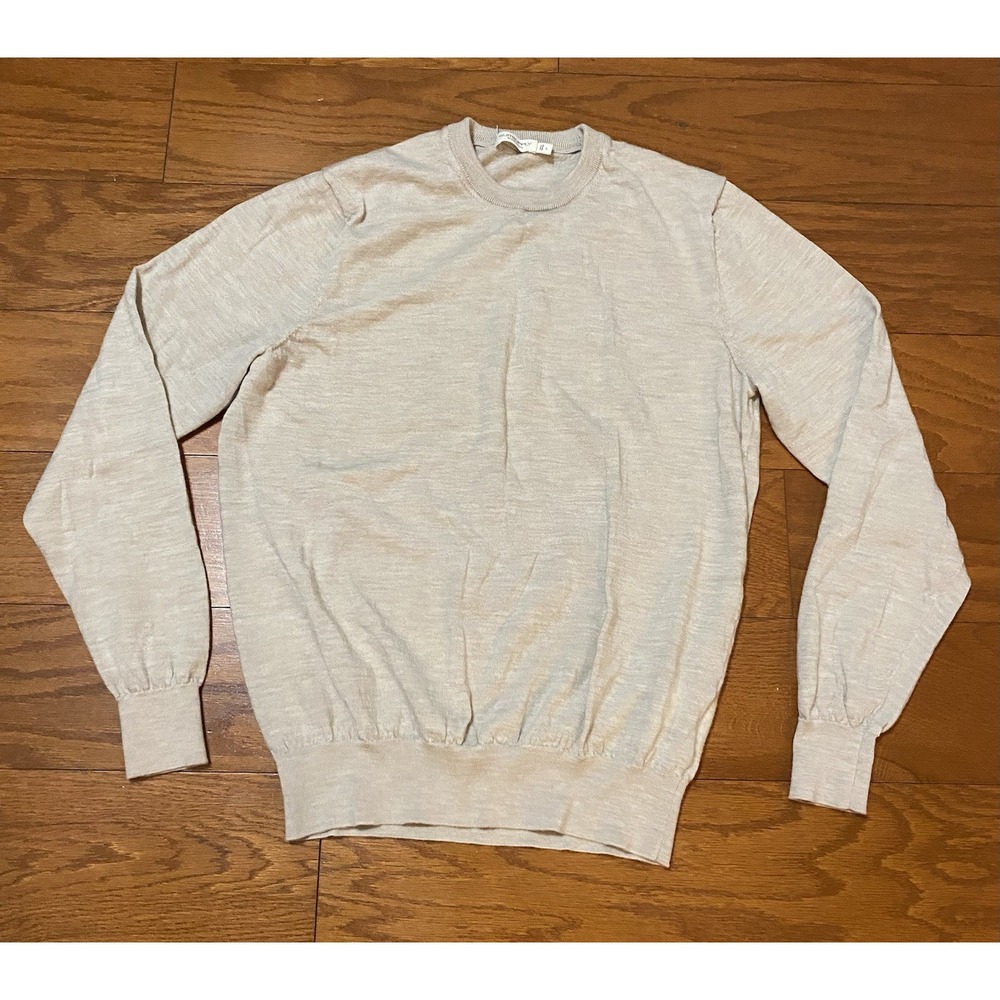 SUITSUPPLY Pure Wool Sweater Men's Large Beige Sweater Stretch Excellent Conditi